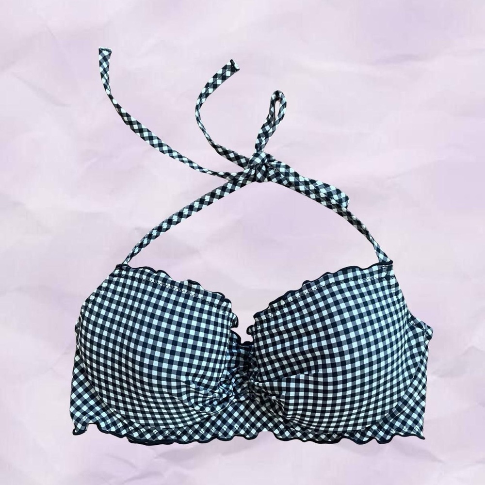 Gingham Halter Bikini Top